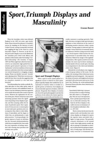 Sport, Triumph Displays and Masculinity