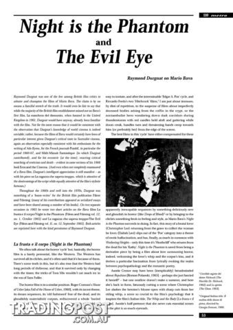 Night Is the Phantom' and 'The Evil Eye': Raymond Durgnat on Mario Bava