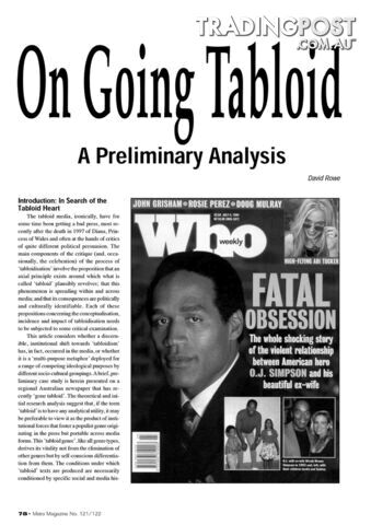 On Going Tabloid: A Preliminary Analysis