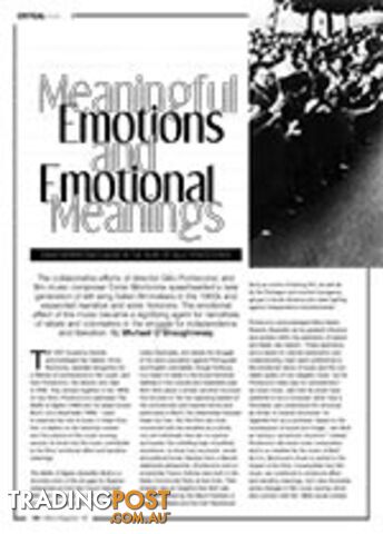 Meaningful Emotions and Emotional Meanings: Ennio Morricone's Music in the Films...