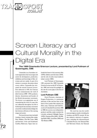 Screen Literacy and Cultural Morality in the Digital Era: The 1999 Cinemedia...