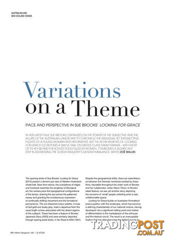 Variations on a Theme: Pace and Perspective in Sue Brooks' Looking for Grace