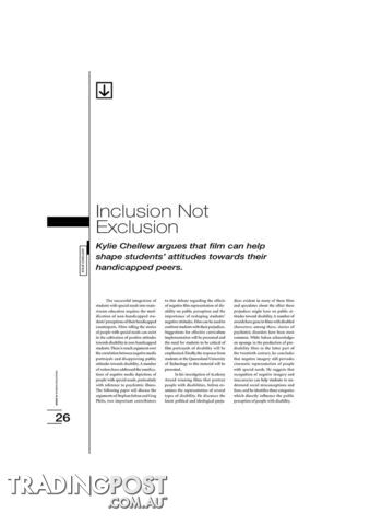Inclusion Not Exclusion: Kylie Chellew Argues that Film Can Help Shape Students'...