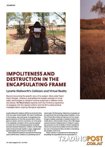 Impoliteness and Destruction in the Encapsulating Frame: Lynette Wallworth's...
