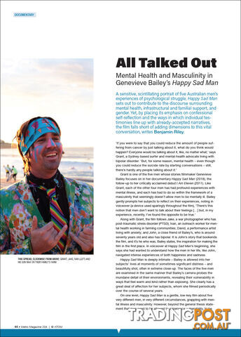 All Talked Out: Mental Illness and Masculinity in Genevieve Bailey's 'Happy Sad...