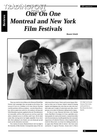 One on One Montreal and New York Film Festivals