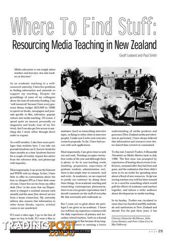 Where to Find Stuff: Resourcing Media Teaching in New Zealand