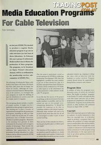 Media Education Programs for Cable Television