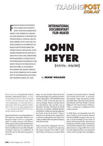 John Heyer: International Documentary Filmmaker