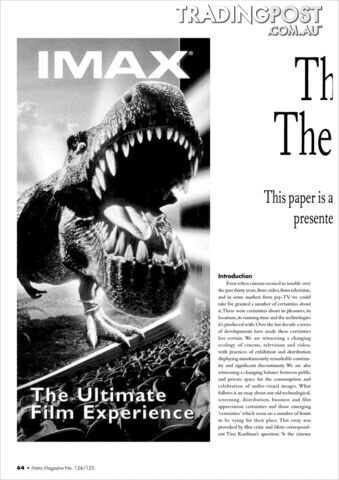 The End of Cinema? The Return of Cinema?