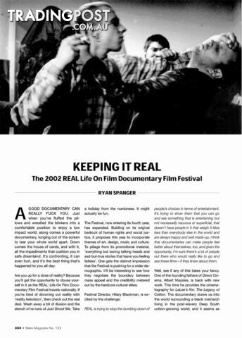Keeping It Real: The 2002 REAL Life on Film Documentary Film Festival