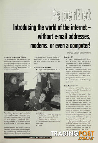PaperNet: Introducing the World of the Internet Without Email Addresses, Modems,...