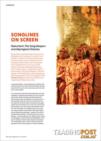 Songlines on Screen: Naina Sen's 'The Song Keepers' and Aboriginal Histories