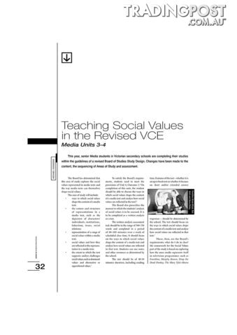 Teaching Social Values in the Revised VCE Media Units 3-4