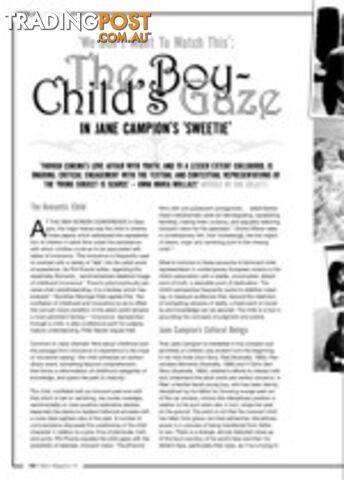 We Don't Want to Watch This: The Boy-Child's Gaze in Jane Campion's Sweetie