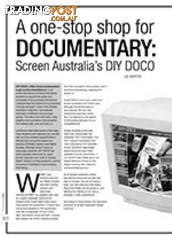 A One-stop Shop for Documentary: Screen Australia's DIY Doco