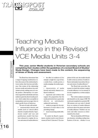 Teaching Media Influence in the Revised VCE Media Units 3-4