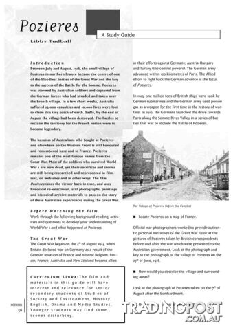 Pozieres' (A Study Guide)