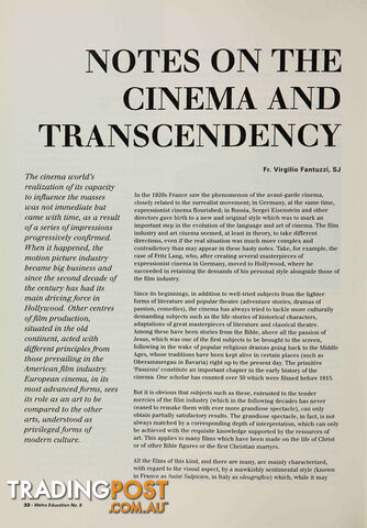 Notes on the Cinema and Transcendency