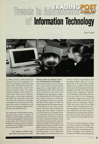 Trends in Adolescents' Use of Information Technology