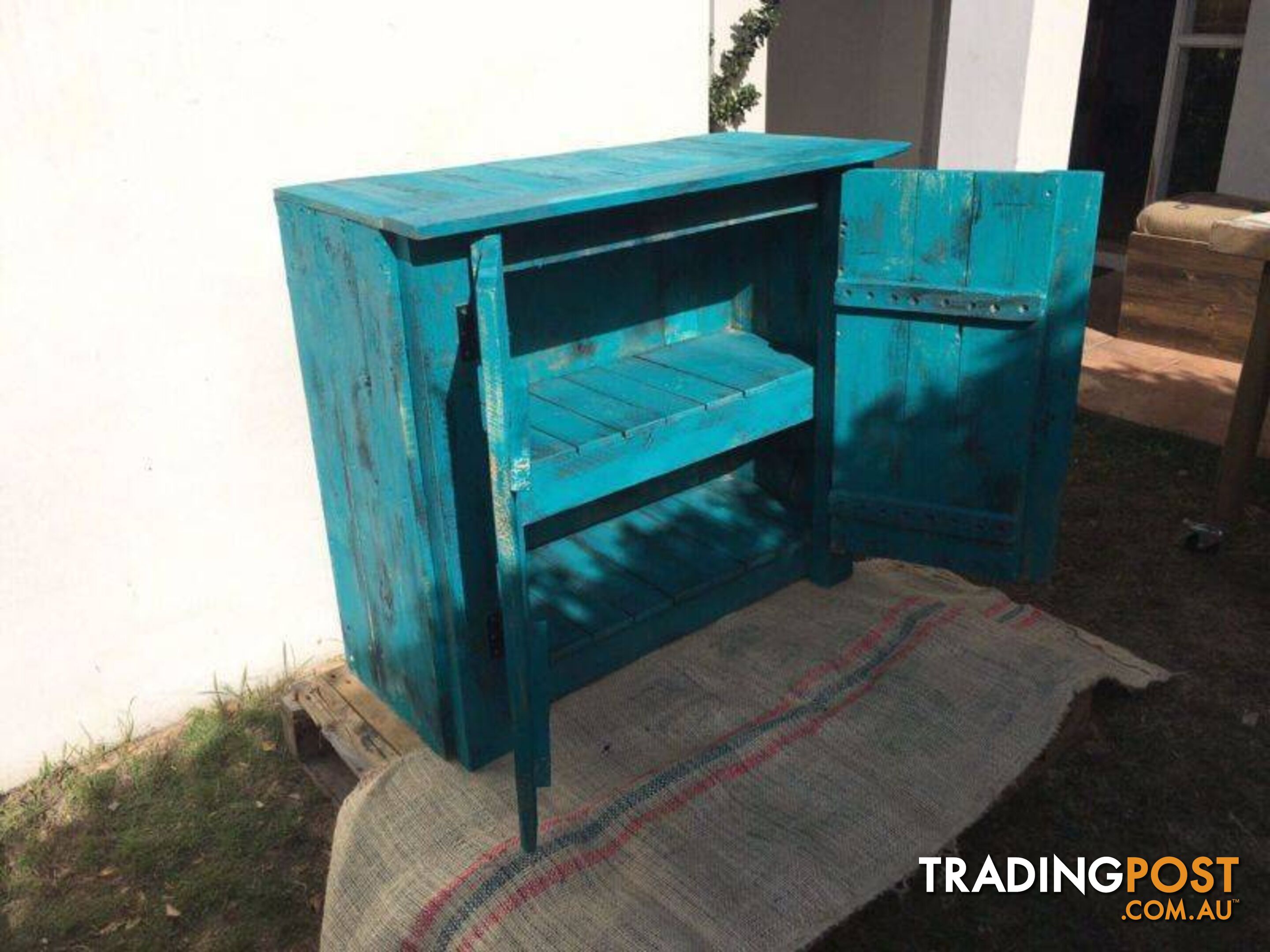 Teal coloured cupboard $400