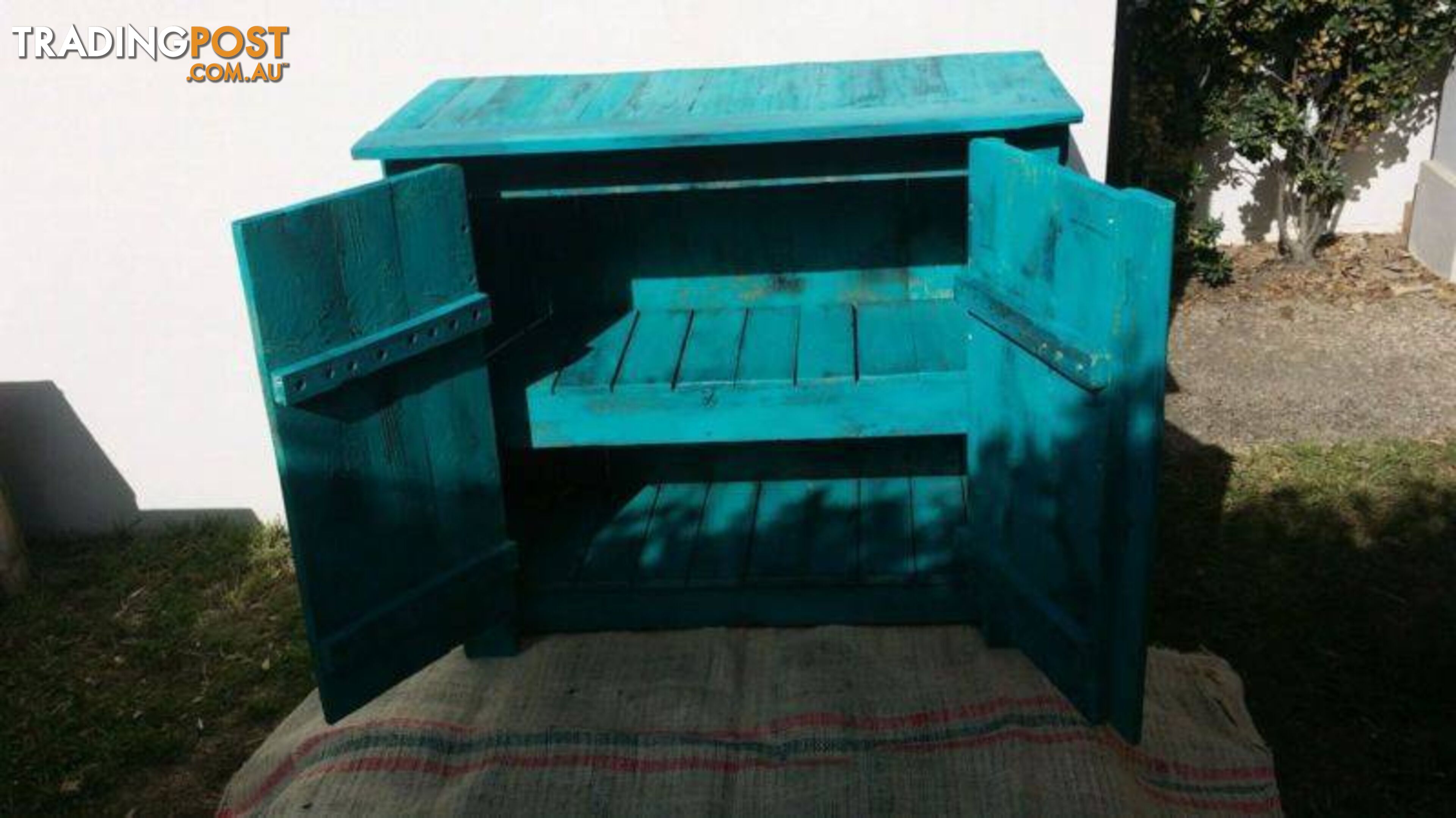 Teal coloured cupboard $400