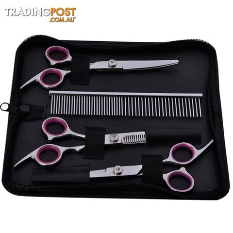 Professional Pet Dog Grooming Scissors 6.0 Inch Hair Cutting + Thinning + Curved Shears 4CR Straight Scissors 4 PCS Set + Bag - 774048630078 - DGT-LXM6675-02