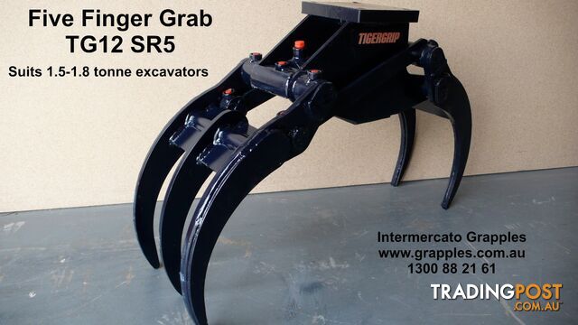Five Finger Grab TG12SR5 suits rigid mount on excavators 1-2 tonnes