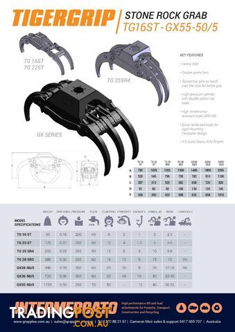 Excavator Stone Rock Grab - GX55-50/5