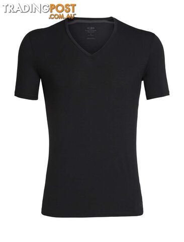 Icebreaker Merino Anatomica SS V Neck Mens T-Shirt - Black - S - 103661001S