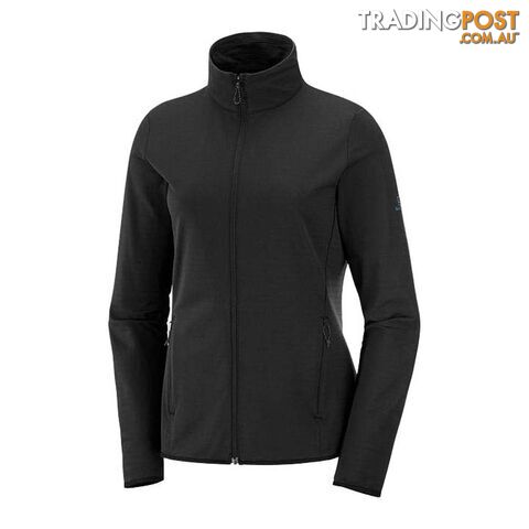 Salomon Outrack Full Zip Mid Womens Lightweight Fleece Jacket - BLACK - M -...
