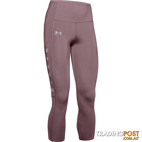 Under Armour Qualifier Speedpocket Roadside Runway Crop Womens Leggings - Pink -...