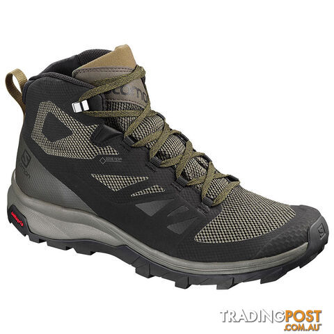 Salomon Outline Mid GTX Mens Hiking Boots - Black/Beluga/Capers - 11.5 US -...