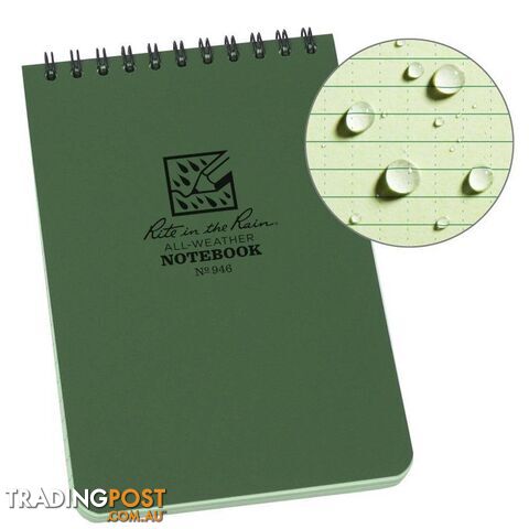 Rite In The Rain Top Spiral 4 X 6 Polydura Waterproof Notebook - Green - XR946