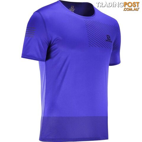 Salomon Sense Mens Running Tee - Clemblue/Night Sky - S - LC1478500-S