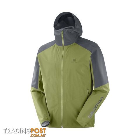 Salomon Outline Mens Waterproof Jacket - Martini Olive/Ebony - S - LC1508900-S