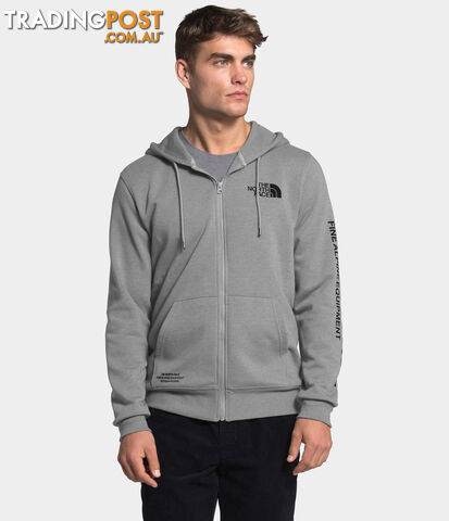 The North Face Brand Proud FZ Mens Fleece Hoodie - TNF Medium Grey Heather/TNF Black - L - NF0A3Y9GGVD-W0L