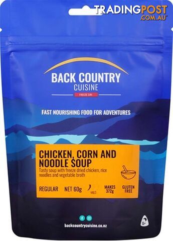 Back Country Cuisine Freeze Dried Meal - Chicken Corn And Noodle Soup - Gluten Free - Regular - BC441