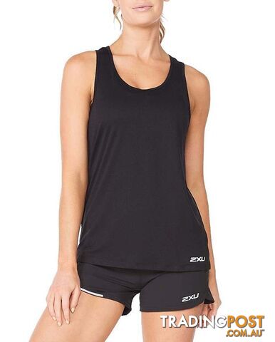 2XU Aero Womens Running Singlet - Black/Silver Reflective - L -...