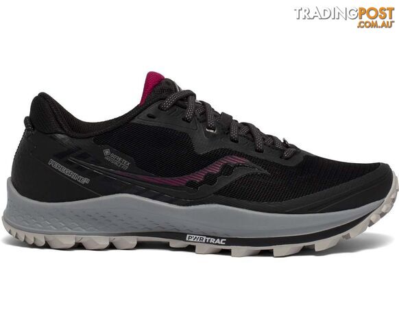 Saucony Peregrine 11 GTX Womens Trail Running Shoes - Black/Cherry - 9.5 -...