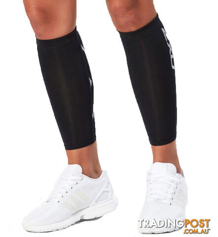 2XU Compression Unisex Calf Guards - Black/Black - UA1987b-BLK-BLK