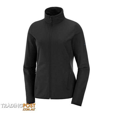 Salomon Outrack Full Zip Mid Womens Lightweight Fleece Jacket - BLACK - XS -...