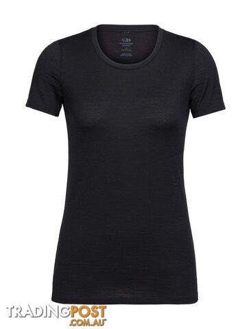 Icebreaker Tech Lite Womens Short Sleeve Low Crewe T-Shirt - Black - XS -...