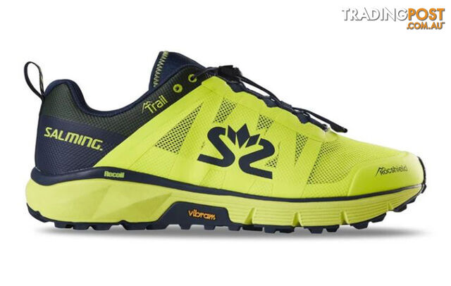 Salming Trail 6 Mens Trail Running Shoes - Safety Yellow/Navy Blue - US10.5 -...