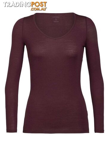 Icebreaker Merino Siren LS Sweetheart Womens Top - Redwood - L - 103194632L