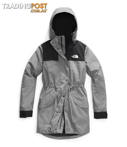 The North Face Metroview Womens Waterproof Trench Coat - TNF Medium Grey Heather/TNF Black - M - NF0A4AM1GVD-T0M