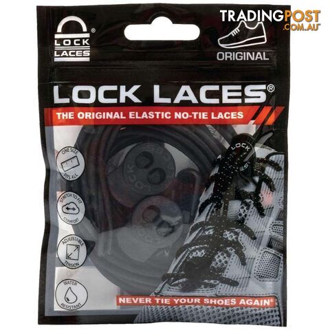 Lock Laces Original No Tie Shoes Laces - Black Solid - LL-ORIG-BKS