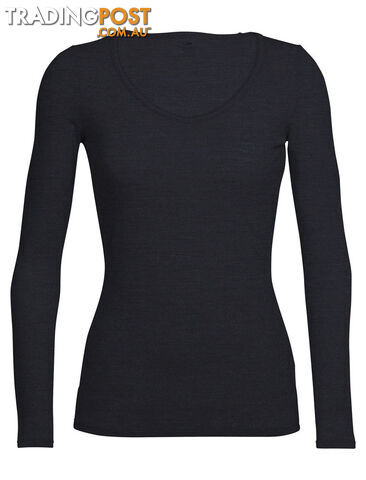 Icebreaker Siren Womens Sweetheart Long Sleeve Merino T-Shirt - Black - XL -...