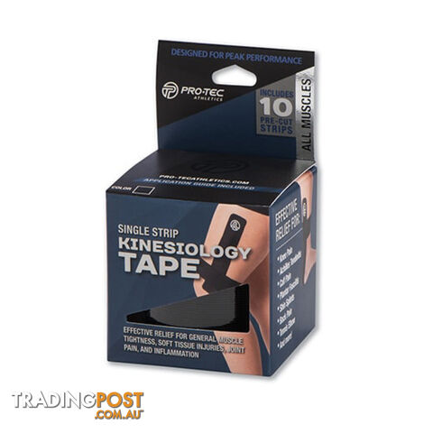 Pro-Tec Kinesiology Tape Pre Cut - Black - PTKines-Black-single