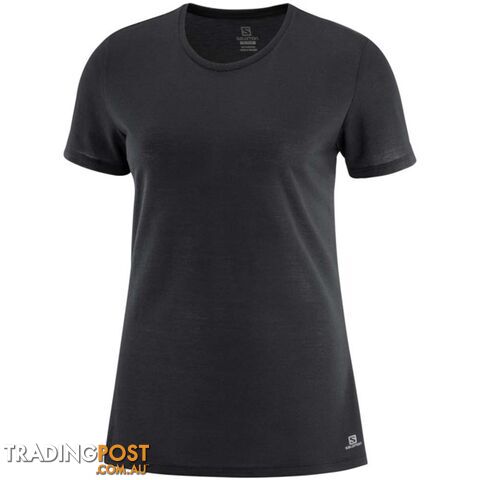 Salomon Comet Short Sleeve Womens Performance Tee - BLACK - M - LC1536500-M